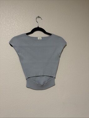 Wilfred Light Blue Ribbed Crop Top